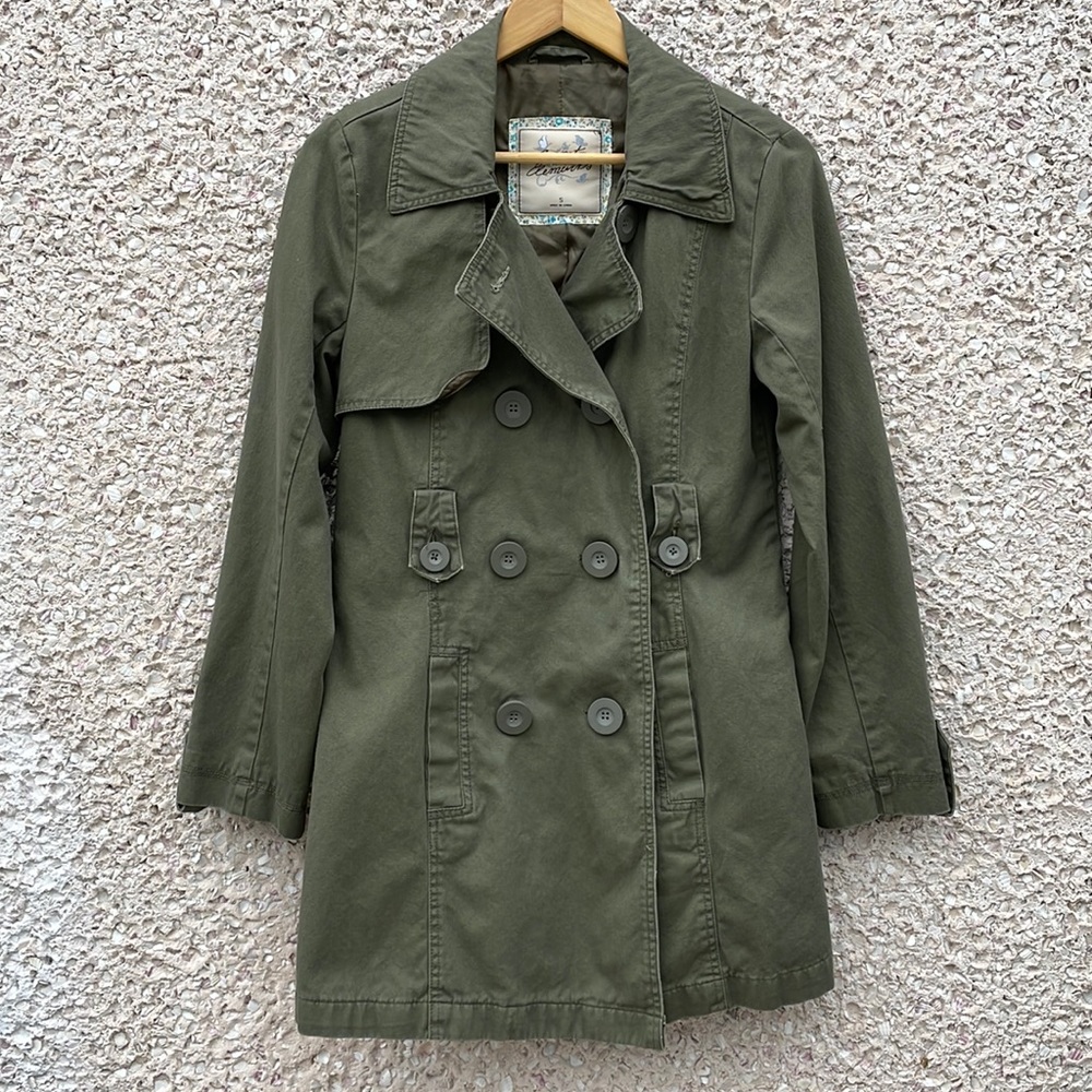 Military Green Canvas Pea Coat by Sweet Elements